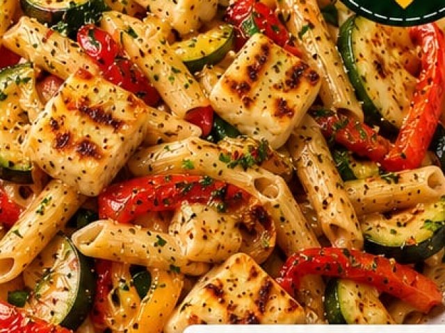 Garlic Herby Butter Sauce With Halloumi, Courgette & Peppers